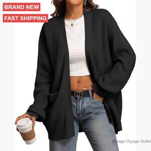 Oversized Chunky Knit Cardigan Sweater with Pockets for Women